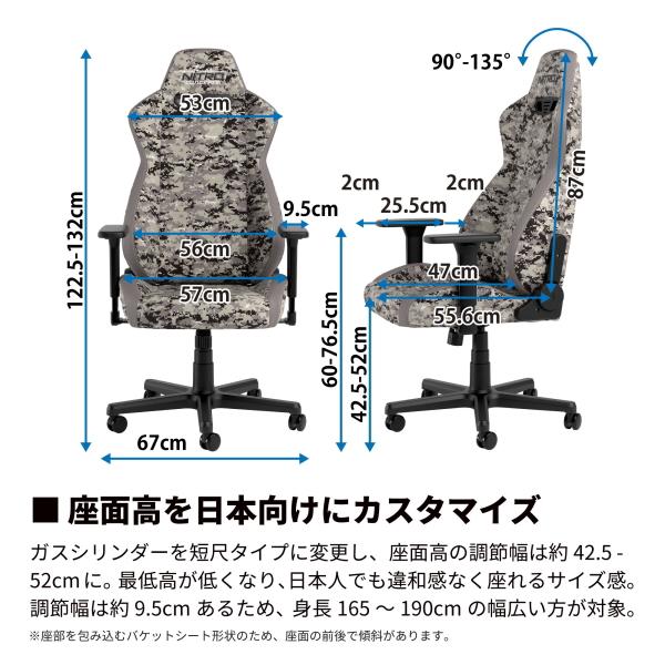 Nitro Concepts - ゲーミングチェア S300 PRO DIGITAL CAMO デジタル化けの皮 アーキサイト NC-S300PRO-UC ネックピロー ランバーサポート嘱する 耐荷重150kg