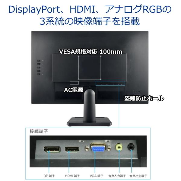 グリーンハウス 液晶モニター GH-LCW24L-BK 23.8型 長期5年保証 HDMI端子 DP スピーカー内蔵 フルHD 23.8インチ GH-LCW24L-BK GH-LCW24L 液晶ディスプレイ｜try3｜02