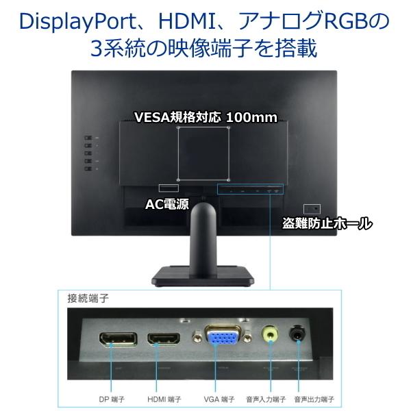 グリーンハウス GH-LCW24L-WH 液晶モニター 23.8型 長期5年保証 HDMI端子 スピーカー内蔵 液晶ディスプレイ フルHD ホワイト GH-LCW24L｜try3｜02