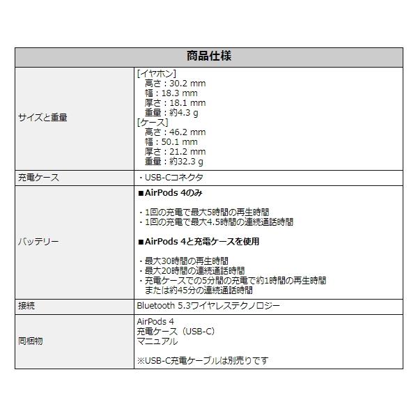Apple AirPods 4 MXP63J/A H2チップ ワイヤレスイヤホン 第4世代 Apple AirPods 4 MXP63J/A H2チップ ワイヤレスイヤホン 第4世代