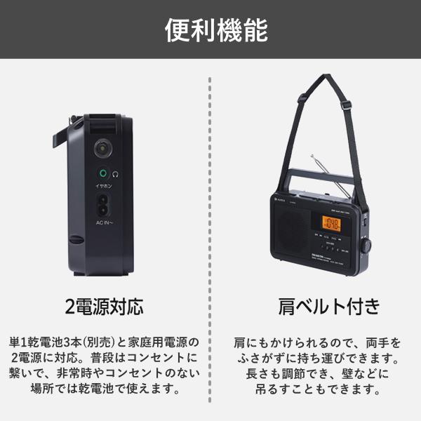 Aurex 東芝 ラジオ AX-HRT60 FM AM ワイドFM LEDライト イヤホン 2電源