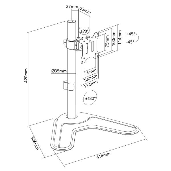 モニタースタンド AS-MABT03 32インチ 迄 耐荷重 7kg VESA 75×75 mm / 100×100 mm 手動設定 式 モニター スタンド モニタースタンド 卓上モニタースタンド | ARCHISS | 09