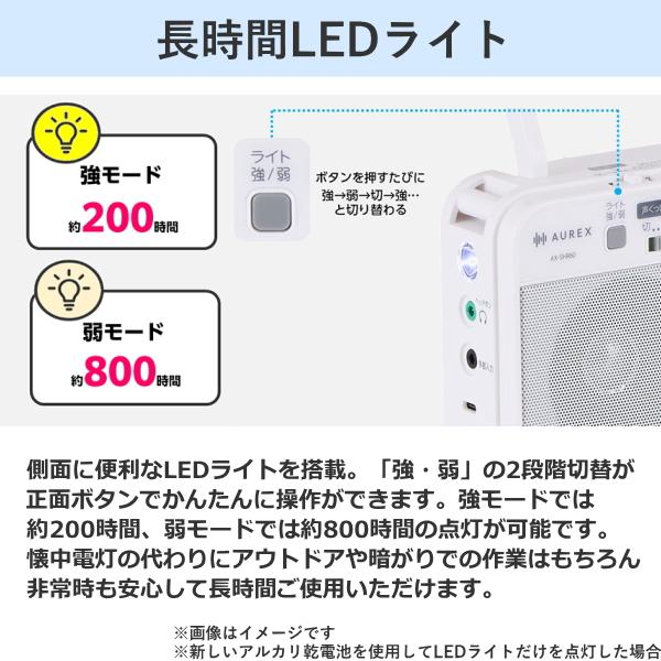 Aurex 東芝 AUREX ラジオ AX-SHR60 AM FM ワイドFM LED ライト 2電源
