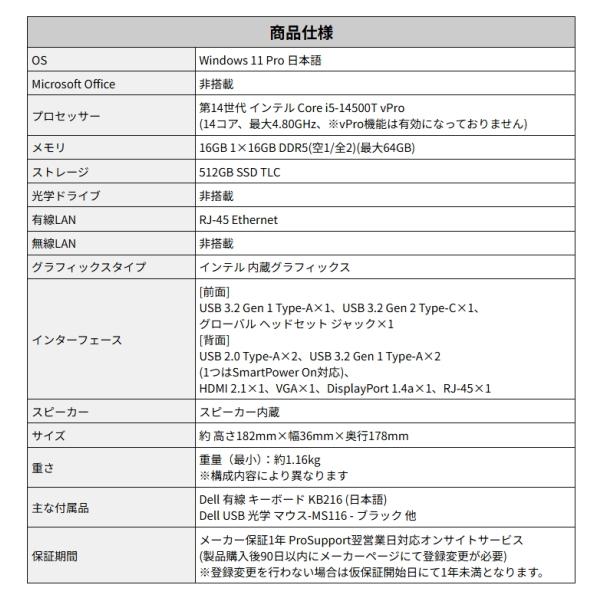 DELL（デル） 法人限定 デスクトップパソコン Dell Pro Micro