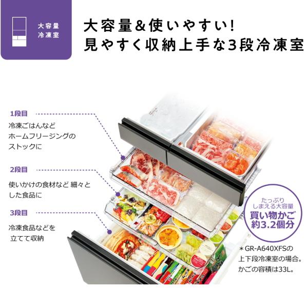 TOSHIBA（東芝） 【標準設置費込】 冷蔵庫 GR-A640XFS 643L 幅68.5cm 6