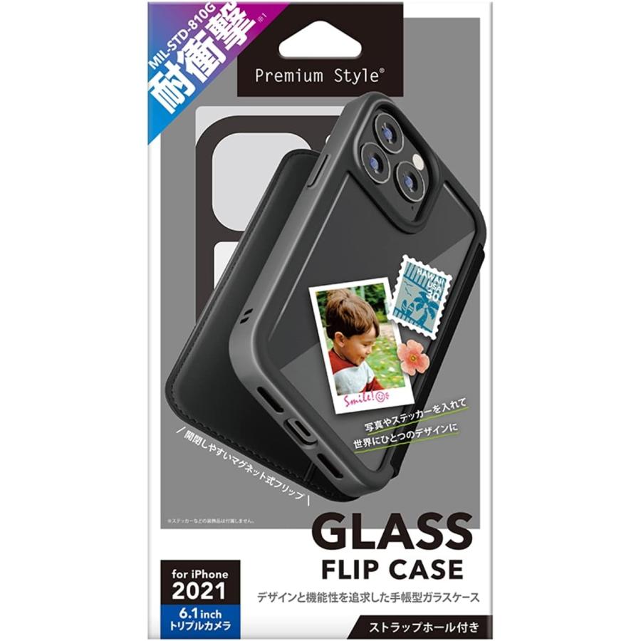 A171387 Premium Style iPhone 13 Pro用 ガラスフリップケース ブラック PG-21NGF01BK |  | 01