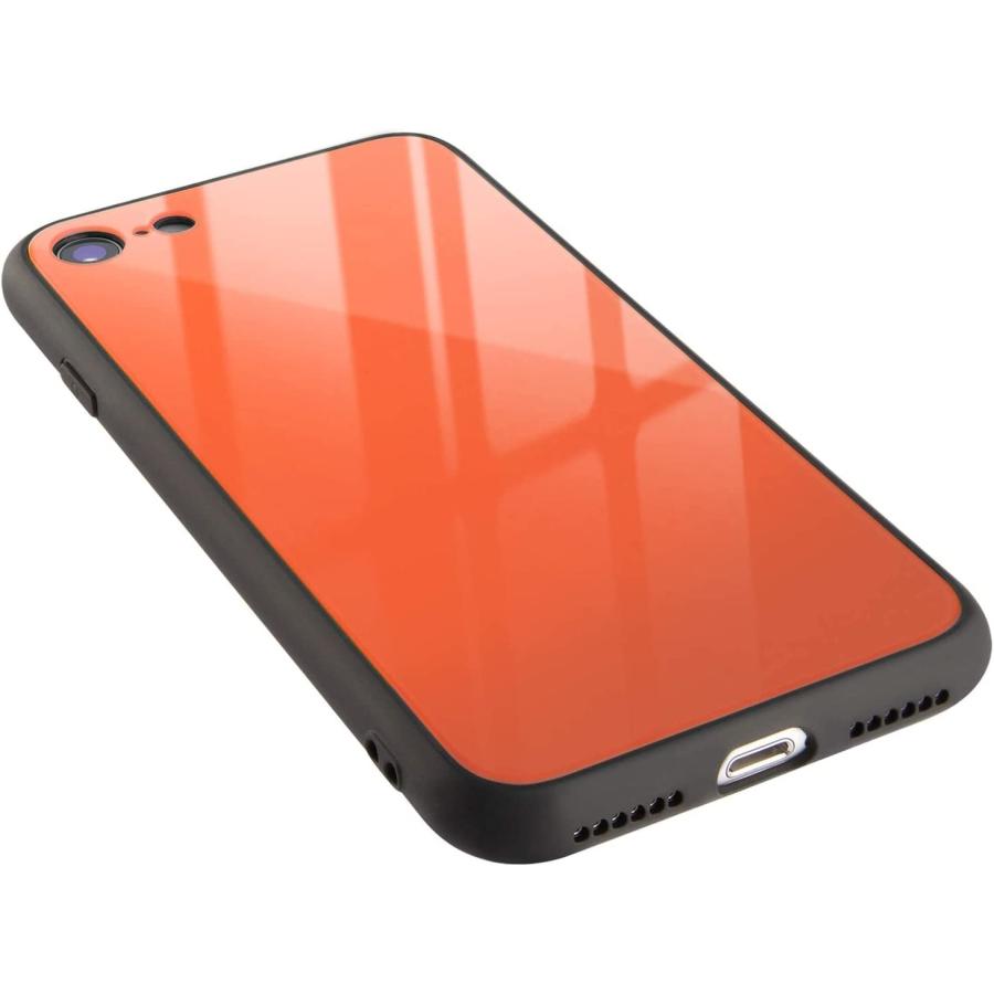 B222130 campino iPhone SE 3 第3世代 第2世代 8 / 7 ケース カラー 強化ガラス + バンパー 薄型 Qi ワイヤレス充電対応 キャロット オレンジ 橙 | 