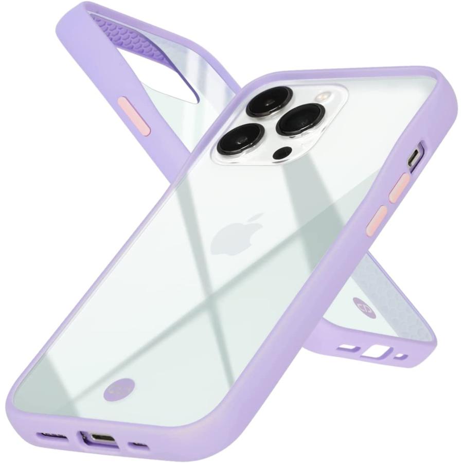 D450517　campino iPhone 13 Pro Max ケース アンチショック 耐衝撃 フィンガー リング スリム 薄型 レンズ保護 ラベンダー パープル クリア | 