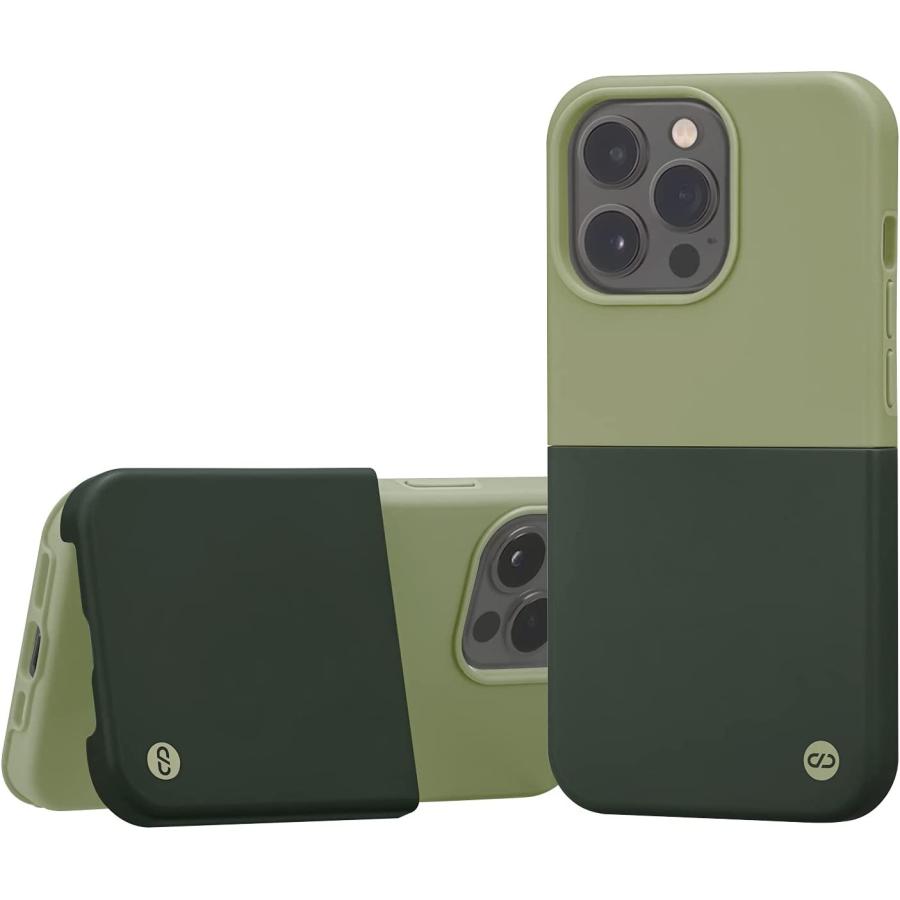 D450630 campino iPhone 13 Pro Max ケース OLE stand II スタンド機能 レンズ保護 背面 フラット 動画 マット グリーン フロス × アンティーク グリーン 緑 | 