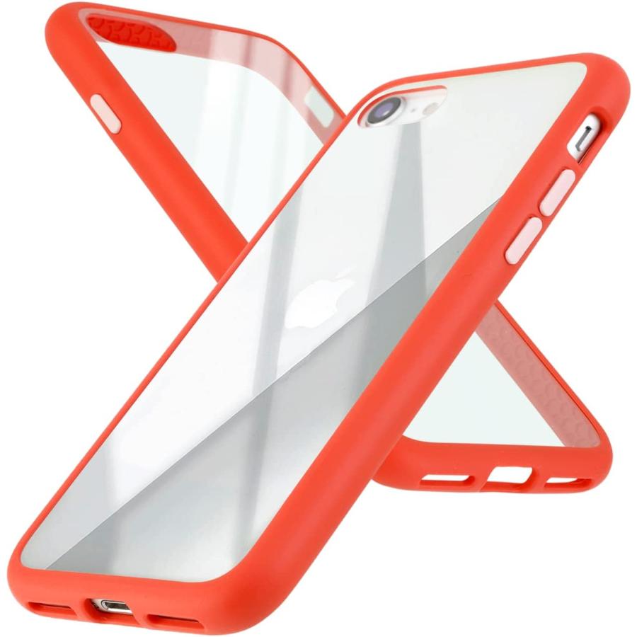 E152641 campino iPhone SE 3 第3世代 iPhone SE 第2世代 iPhone 8 / 7 ケース Anti-shock Slim Case アンチショック レンズ保護 バーミリオン レッド クリア 赤 | 
