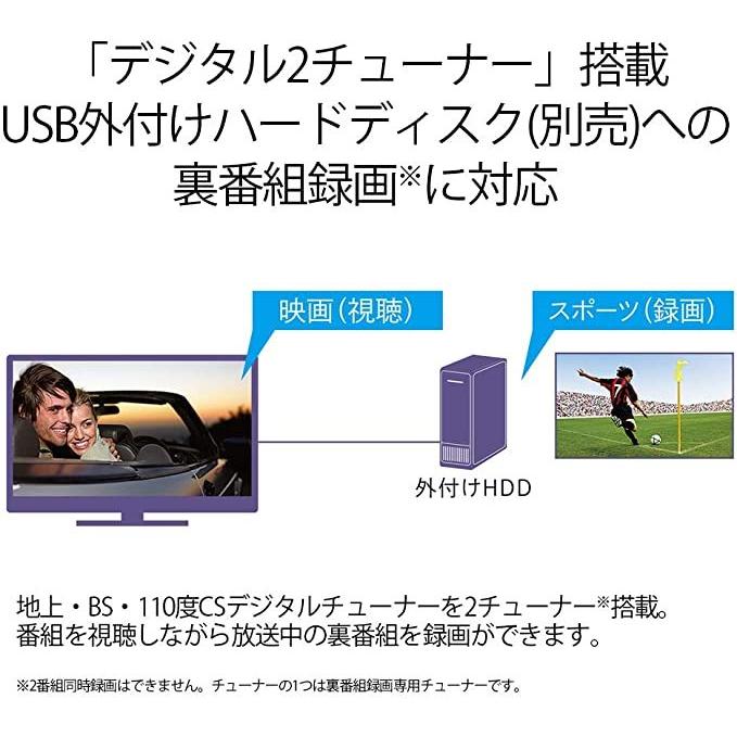 シャープ 32V型 液晶 テレビ AQUOS 2T-C32AE1 ハイビジョン 外付HDD対応(裏番組録画) 2画面表示 2018年モデル AQUOS 2T シャープ C32AE1 BS 地上