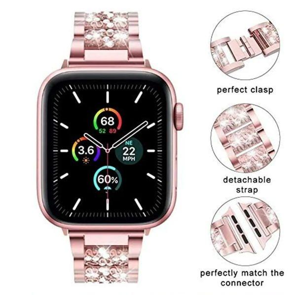 Apple Watch バンド コンパチブル ステンレス ラインストーン アップルウォッチ series 3 4 5 6 7 8 9 SE ultra 38 40 41 42 44 45 49 mm 対応 |  | 01