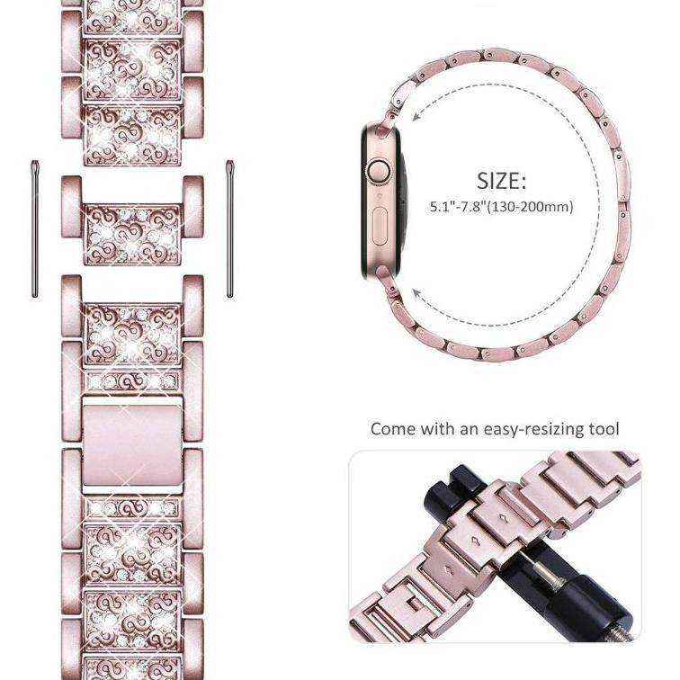 Apple Watch バンド コンパチブル ステンレス ラインストーン アップルウォッチ series 3 4 5 6 7 8 9 SE ultra 38 40 41 42 44 45 49 mm 対応 |  | 02