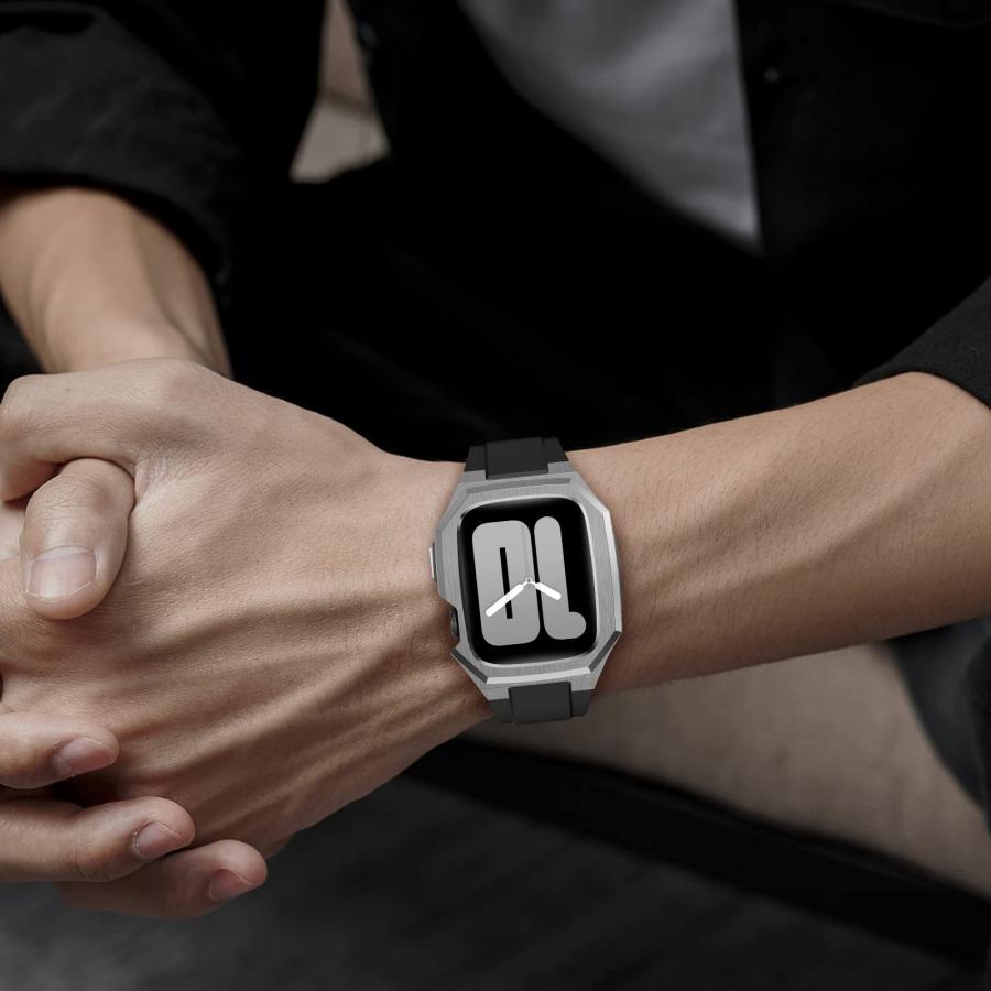 Apple Watch バンド ケース 一体型 コンパチブル 高級 ラバー ベルト アップルウォッチ series 3 4 5 6 7 8 9 SE ultra 38 40 41 42 44 45 49 mm 対応 |  | 13
