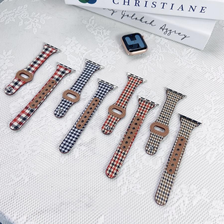 Apple Watch バンド コンパチブル 千鳥柄 キルティング レザー アップルウォッチ series 3 4 5 6 7 8 9 SE ultra 38 40 41 42 44 45 49 mm 対応 | 