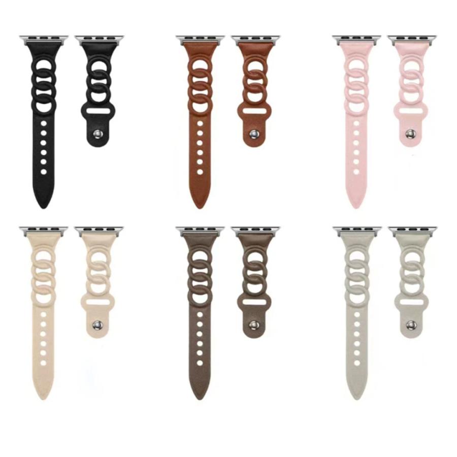 Apple Watch バンド コンパチブル 3連 リング フェイクレザー アップルウォッチ series 3 4 5 6 7 8 9 SE ultra 38 40 41 42 44 45 49 mm 対応 |  | 10