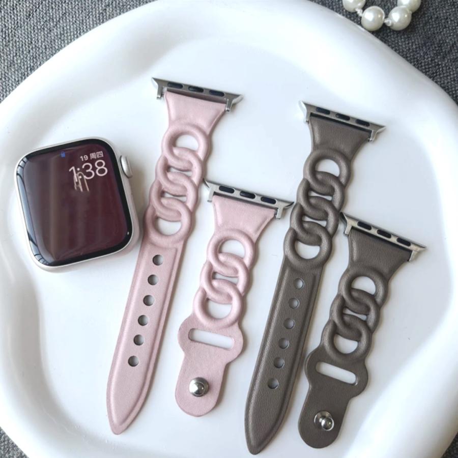 Apple Watch バンド コンパチブル 3連 リング フェイクレザー アップルウォッチ series 3 4 5 6 7 8 9 SE ultra 38 40 41 42 44 45 49 mm 対応 |  | 01