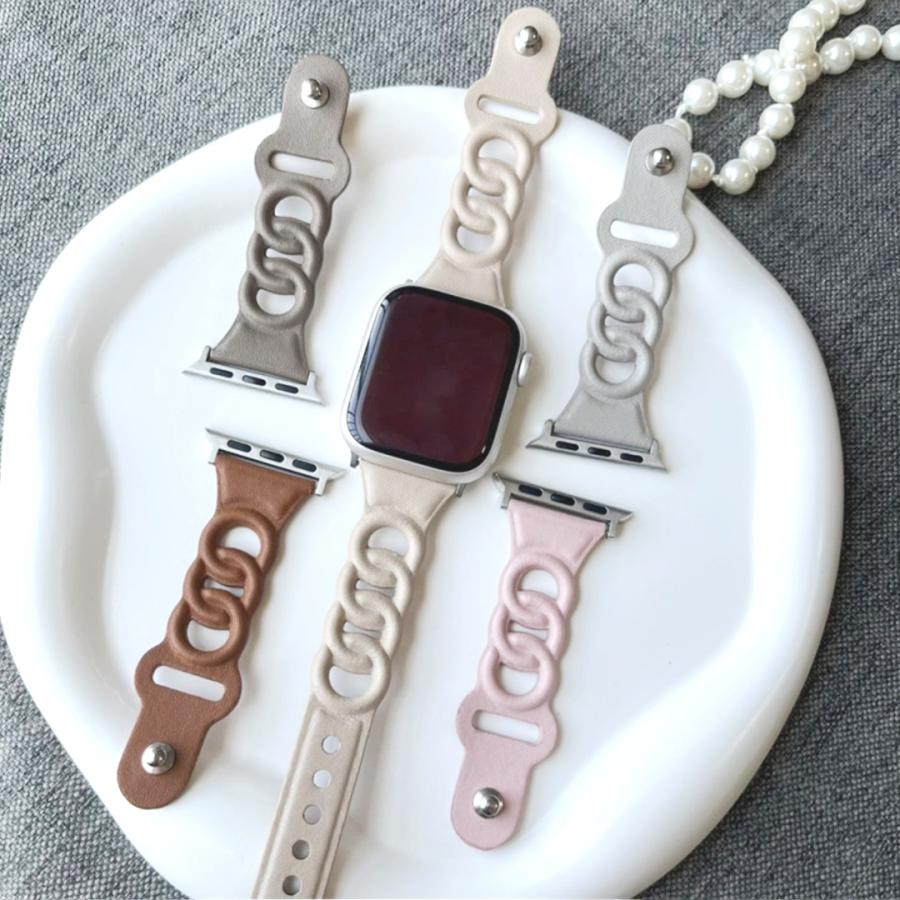 Apple Watch バンド コンパチブル 3連 リング フェイクレザー アップルウォッチ series 3 4 5 6 7 8 9 SE ultra 38 40 41 42 44 45 49 mm 対応 |  | 02