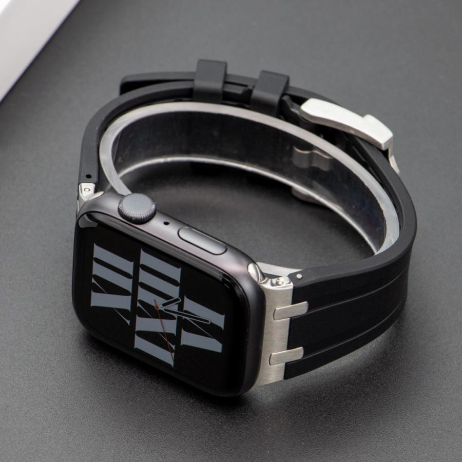 Apple Watch バンド コンパチブル シリコン 高級 デザイン バックル アップルウォッチ series 3 4 5 6 7 8 9 SE ultra 38 40 41 42 44 45 49 mm 対応 |  | 09