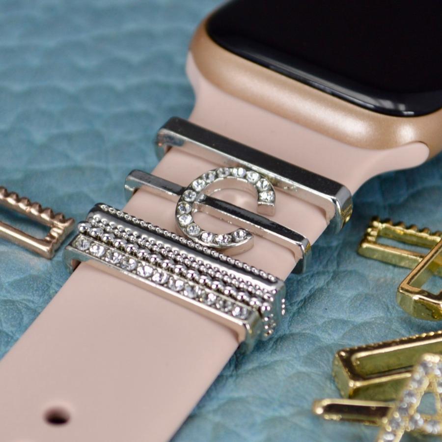 Apple Watch バンド用 イニシャル チャーム スマートウォッチ ベルト アルファベット キラキラ アクセサリー アップルウォッチ 全series 対応 かわいい キラキラ |  | 03