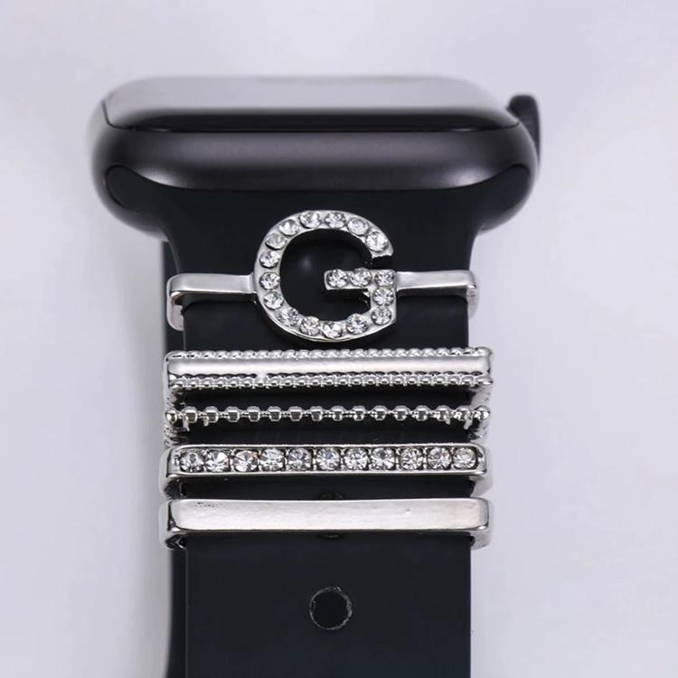 Apple Watch バンド用 イニシャル チャーム スマートウォッチ ベルト アルファベット キラキラ アクセサリー アップルウォッチ 全series 対応 かわいい キラキラ |  | 09