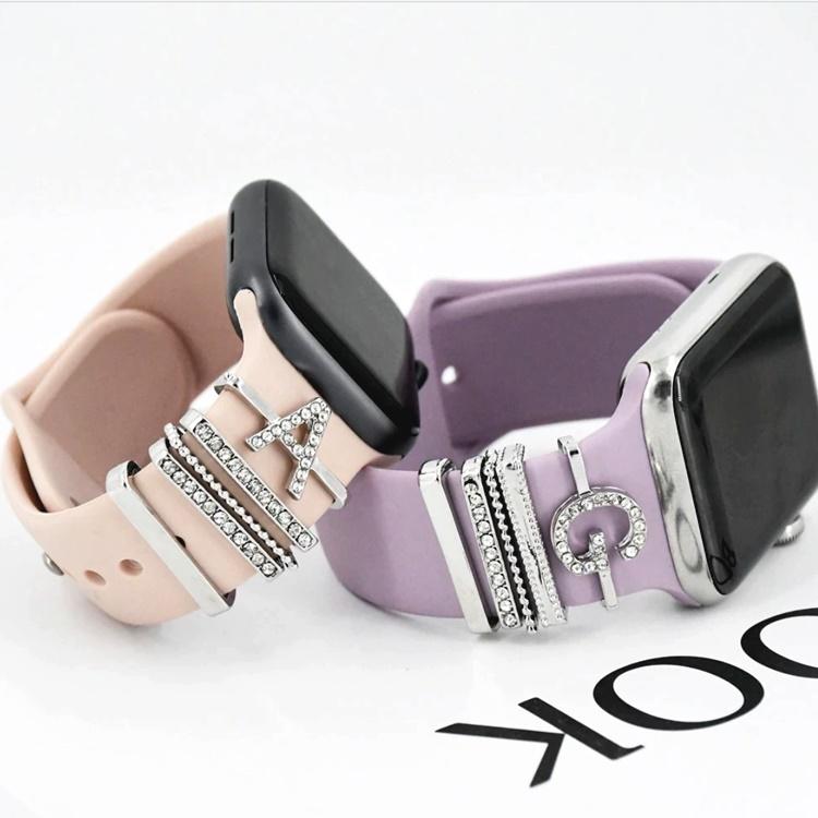 Apple Watch バンド用 イニシャル チャーム スマートウォッチ ベルト アルファベット キラキラ アクセサリー アップルウォッチ 全series 対応 かわいい キラキラ |  | 06