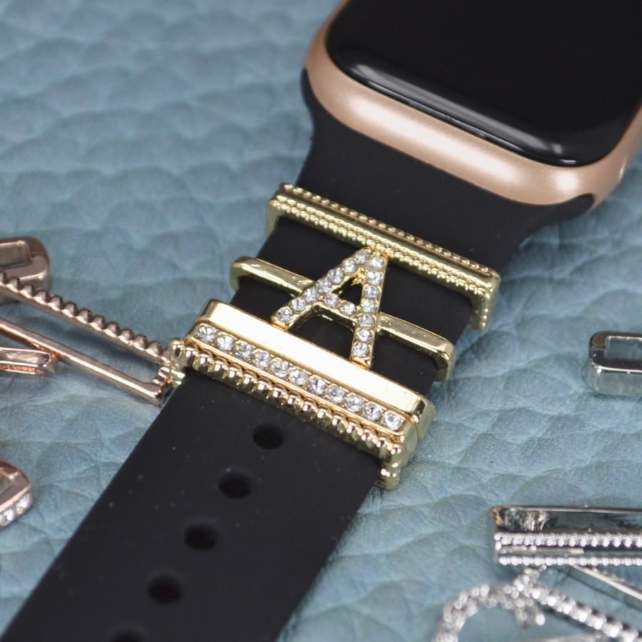 Apple Watch バンド用 イニシャル チャーム スマートウォッチ ベルト アルファベット キラキラ アクセサリー アップルウォッチ 全series 対応 かわいい キラキラ |  | 02