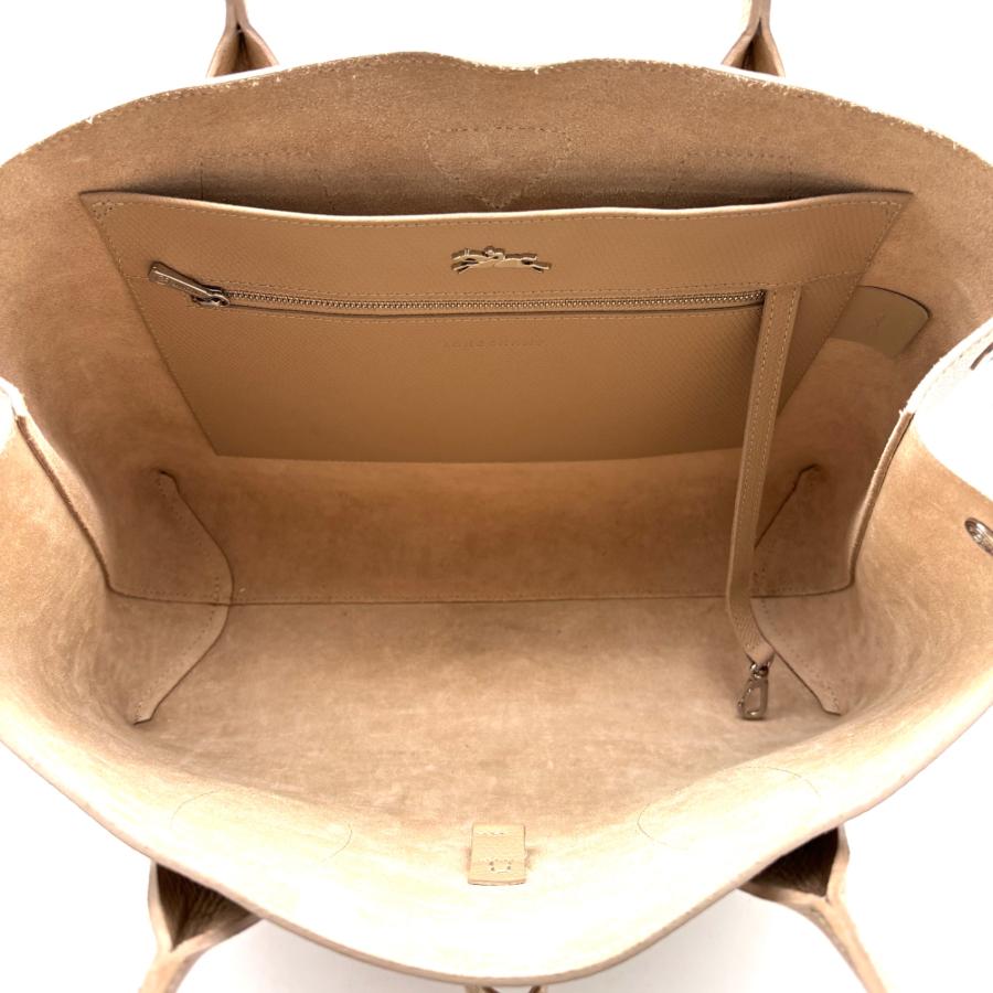極美品 ロンシャン LONGCHAMP ロゾ トートバッグ バンブー シルバー
