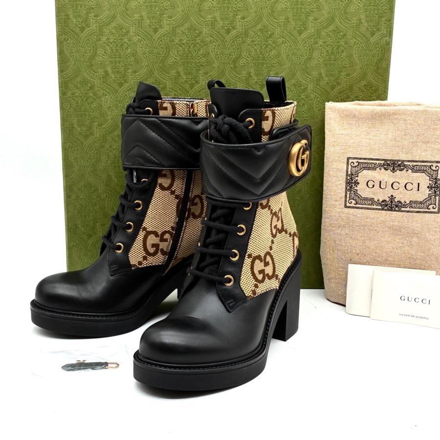 グッチ GUCCI GGマーモント ジャンボGG レースアップ ブーツ ショート