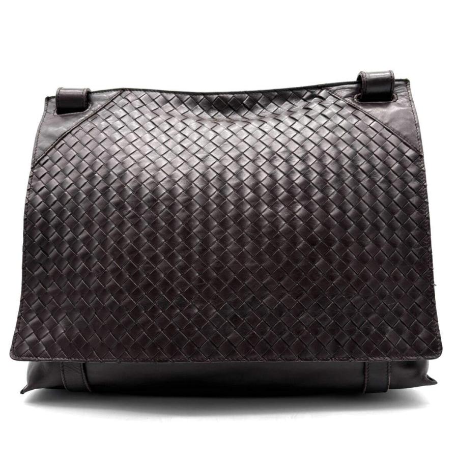 ボッテガヴェネタ イントレチャート ダークブラウン レザー ショルダーバッグ Bottega Veneta ボッテガヴェネタ イントレチャート ショルダーバッグ