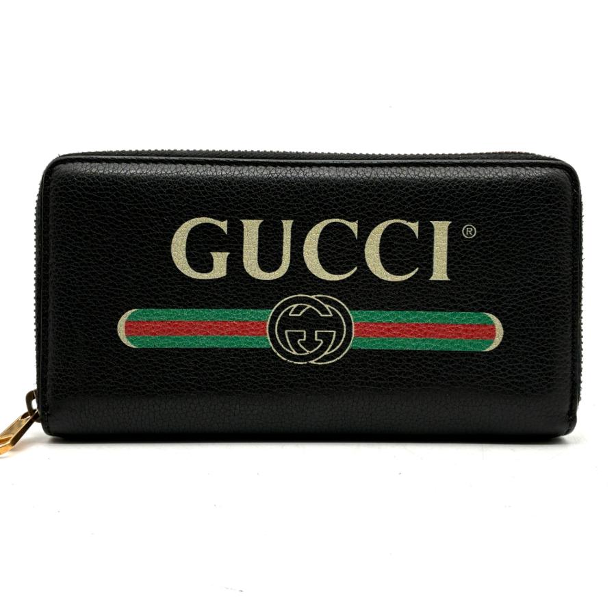 グッチ GUCCI シェリーライン ロゴプリント 長財布 ラウンドジップ