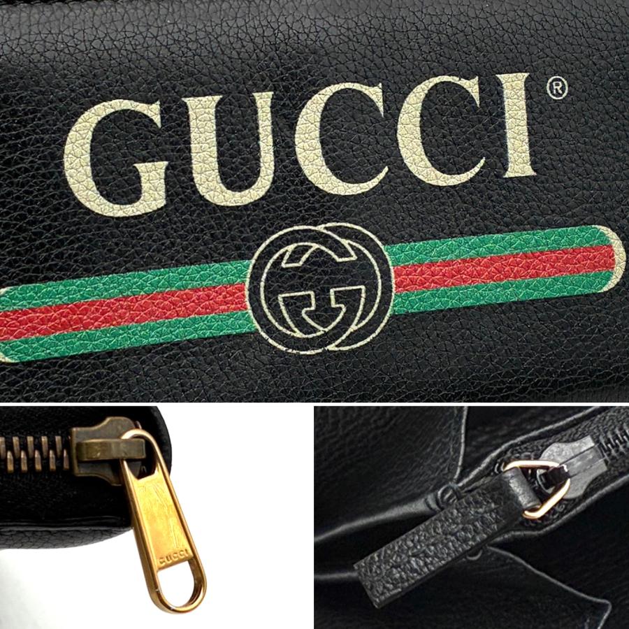 グッチ GUCCI シェリーライン ロゴプリント 長財布 ラウンドジップ