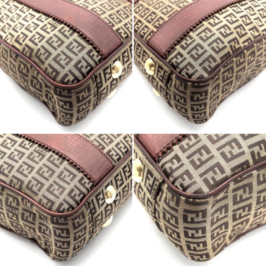 FENDI フェンディ ズッカ 総柄 トートバッグ ハンドバッグ キャンバス レザー ダークブラウン 焦茶 A4 通勤 通学 自立 4月 新生活 5月 GW 旅行 美品