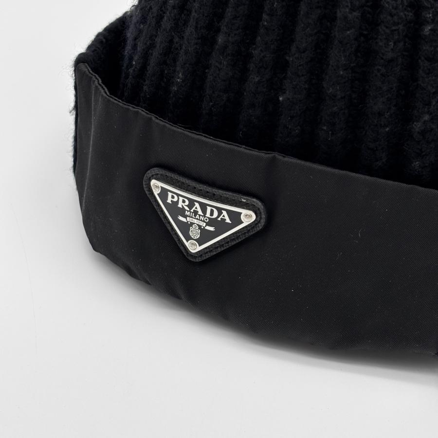 PRADA プラダ ニット帽 UMD446 三角ロゴ RFIDモデル ウール 大きい