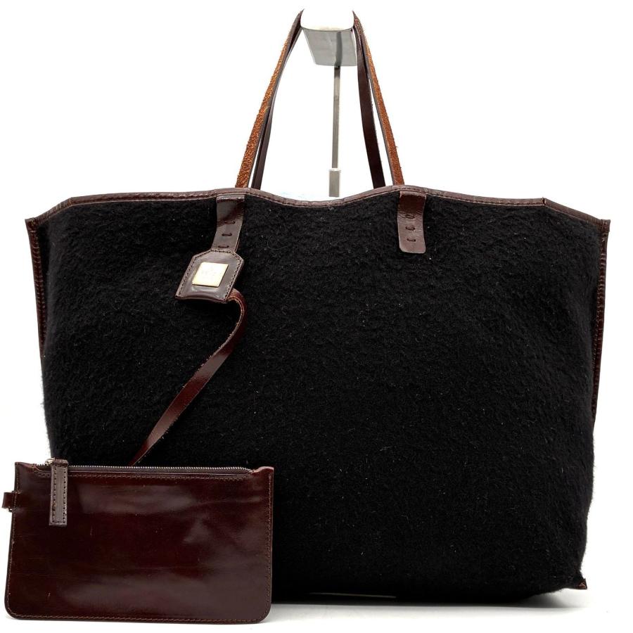 FENDI フェンディ ズッカ トートバッグ カシミヤ レザー ブラウン ブラック リバーシブル ポーチ付 A4収納 肩掛け 通勤 通学 梅雨 初夏 贈り物 高級 希少の画像