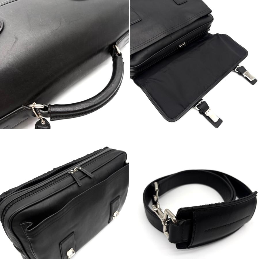 COACH ブラックレザー ケース コーチ COACH ビジネスバッグ ブリーフケース 2way ショルダー レザー
