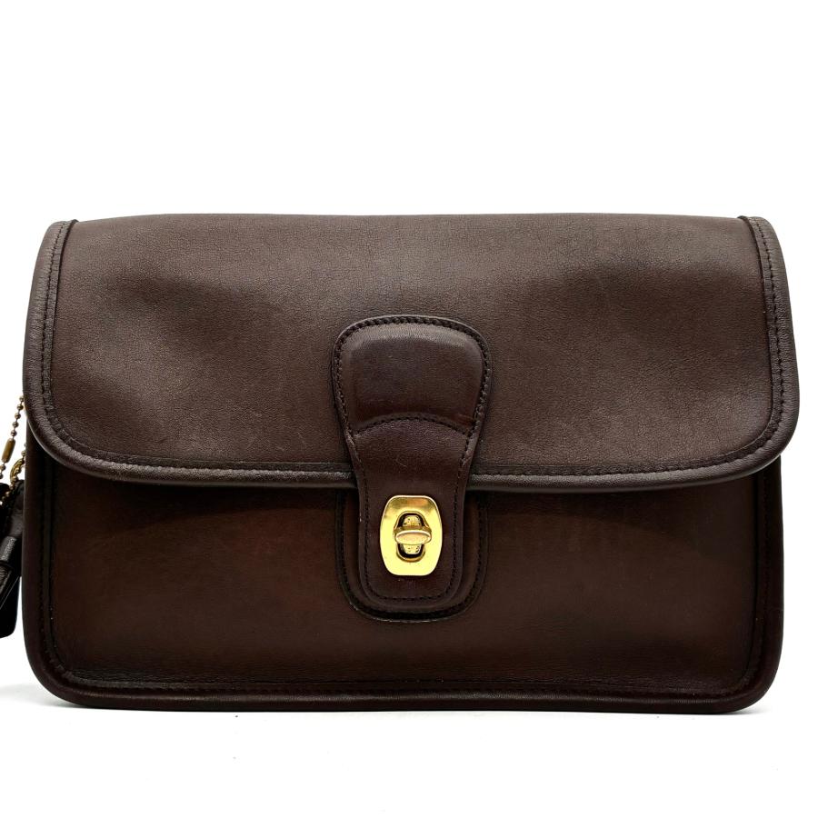 COACH コーチ クラッチバッグ セカンドバッグ グラブタンレザー ターンロック ユニセックス 茶 ブラウン_1
