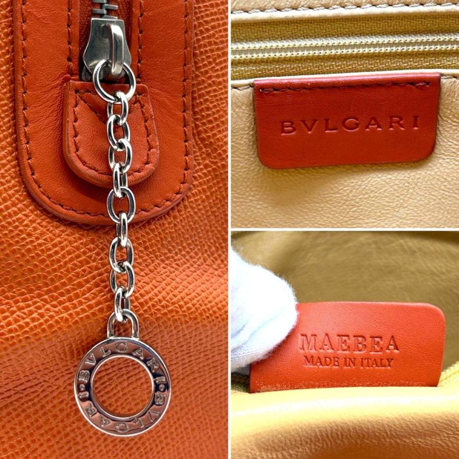 ブルガリ BVLGARI ハンドバッグ ミニボストンバッグ オレンジ レザー