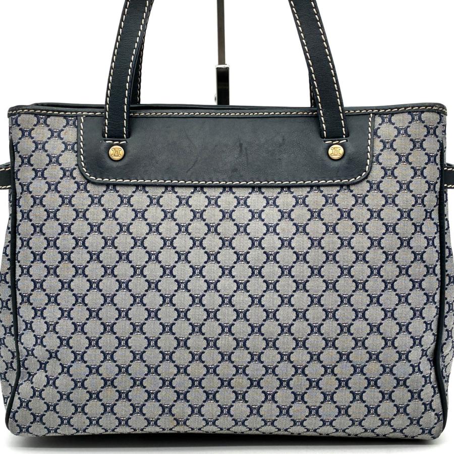 CELINE セリーヌ マカダム トリオンフ キャンバス レザー トートバッグ 