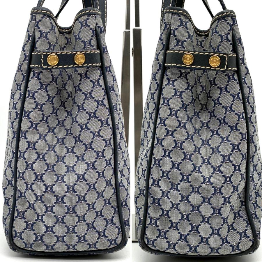 CELINE セリーヌ マカダム トリオンフ キャンバス レザー トートバッグ 