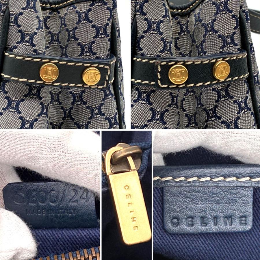 CELINE セリーヌ マカダム トリオンフ キャンバス レザー トートバッグ 