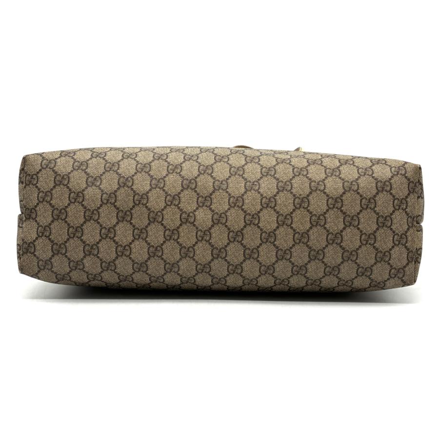 GUCCI グッチ GGスプリーム トートバッグ 廃盤 ロゴプレート PVC レザー ベージュ ゴールド A4収納 肩掛け 撥水 大容量 通勤 通学