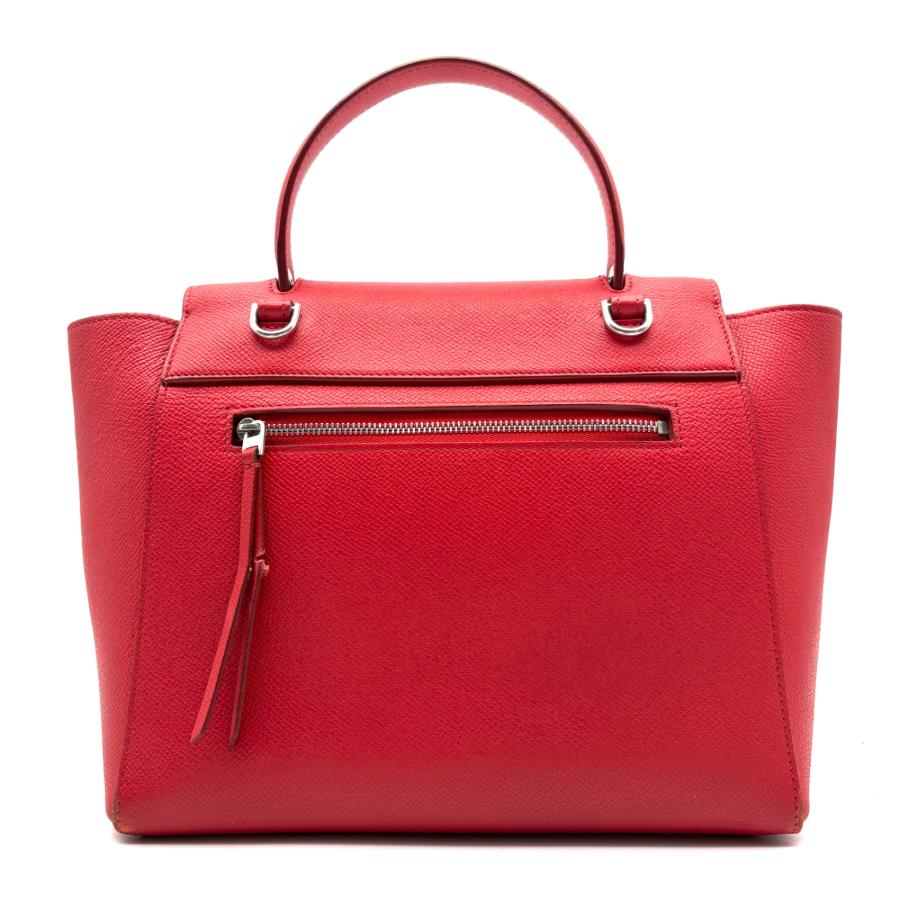 セリーヌ レザー ベルトバッグ ミニ 2WAY ハンド ショルダーバッグ 赤 CELINE セリーヌ 2way ベルトバッグ スモール ロゴ 手持ち 斜め掛け
