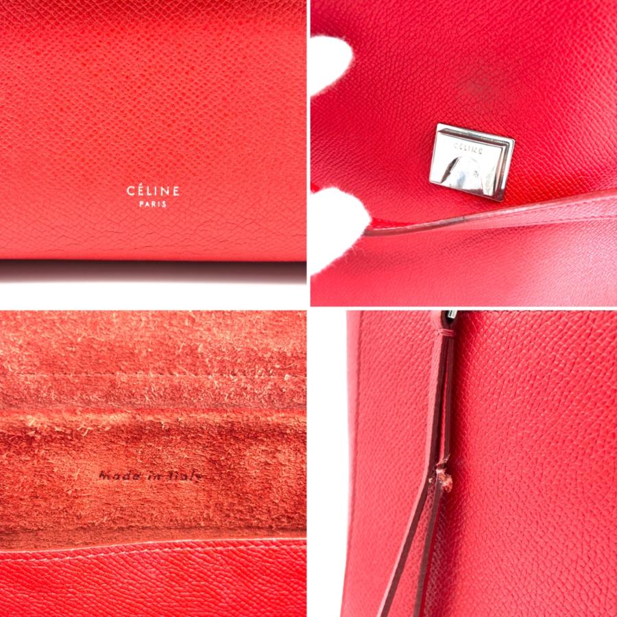 正規品 セリーヌ ハンドバッグ 2way ショルダー付き レザー 革 斜め掛け CELINE（セリーヌ） ハンドバッグ ショルダーバッグ 2WAY レッド