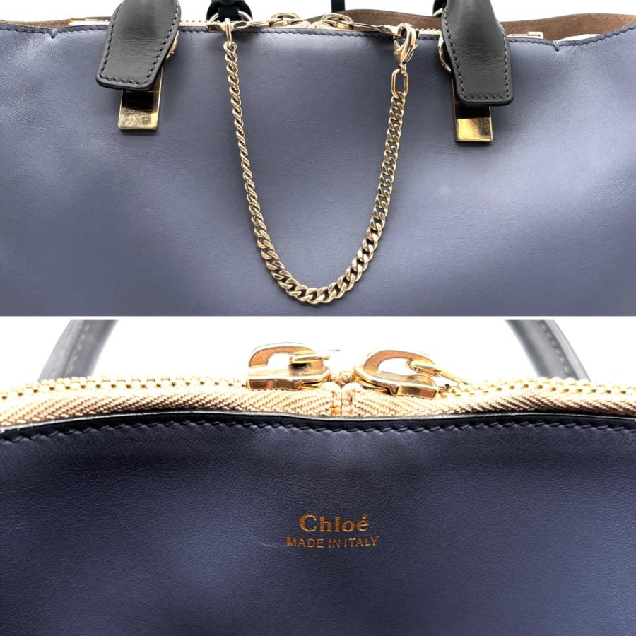 クロエ Chloe ベイリー トート バッグ バイカラー レザー チェーン A4