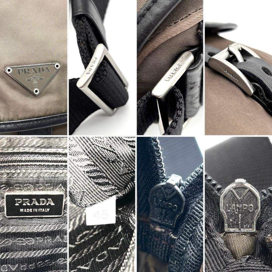PRADA プラダ テスートナイロン ナッパレザー 本革 ショルダー メッセンジャー カメラバッグ クロスボディ ブラック 黒 シルバー金具 三角 トライングルロゴ  白タグ PRADA プラダ テスート ナイロン レザー メッセンジャーバッグ