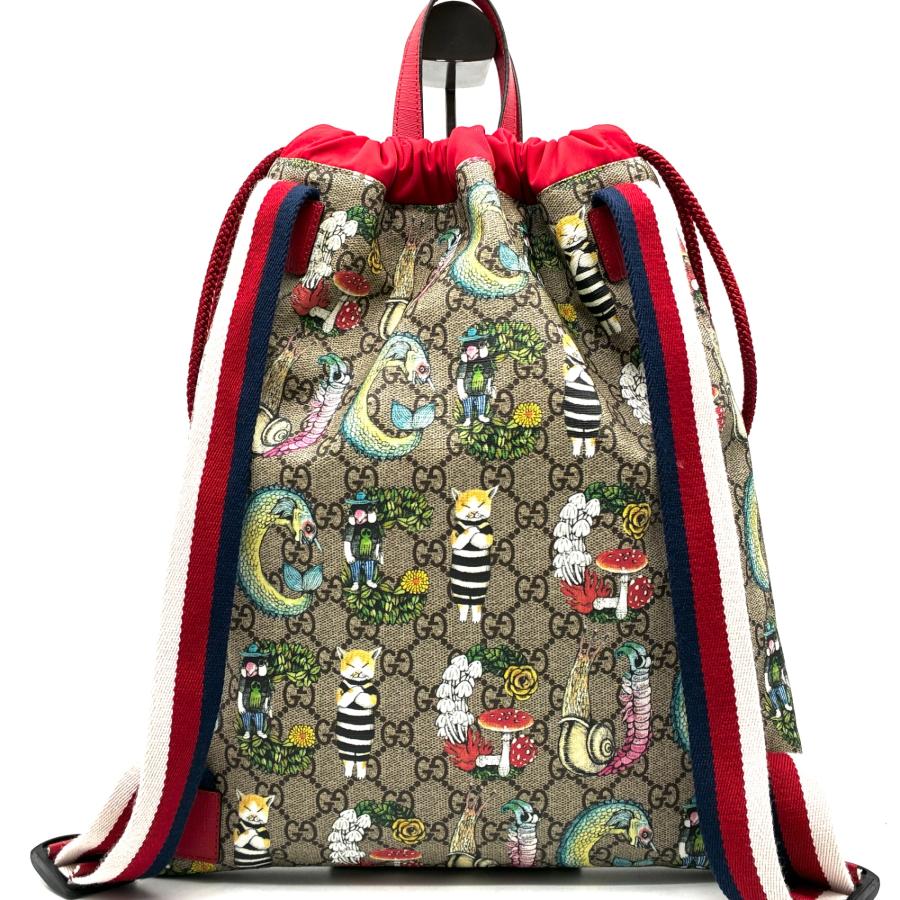 GUCCI グッチ ヒグチユウコ チルドレンズ ナップサック リュック GGスプリーム ベージュ レッド ドローストリング A4収納 エコバッグ 550775 未使用保管品の画像