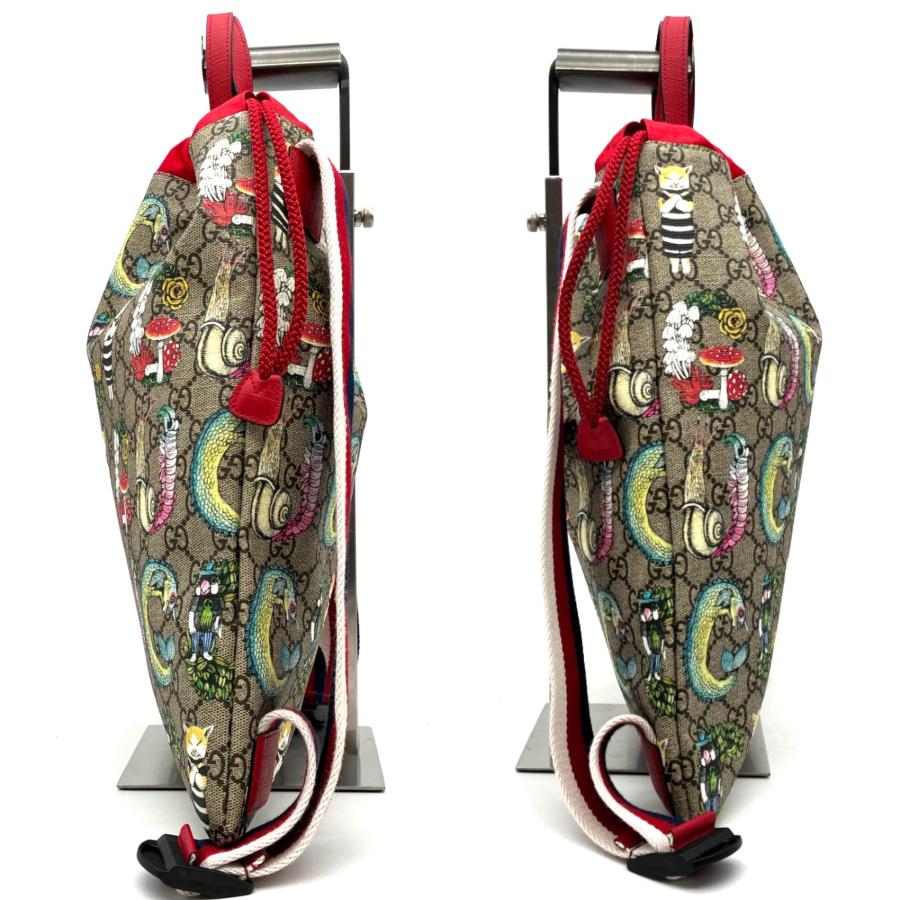 GUCCI グッチ ヒグチユウコ チルドレンズ ナップサック リュック GGスプリーム ベージュ レッド ドローストリング A4収納 エコバッグ 550775 未使用保管品の画像