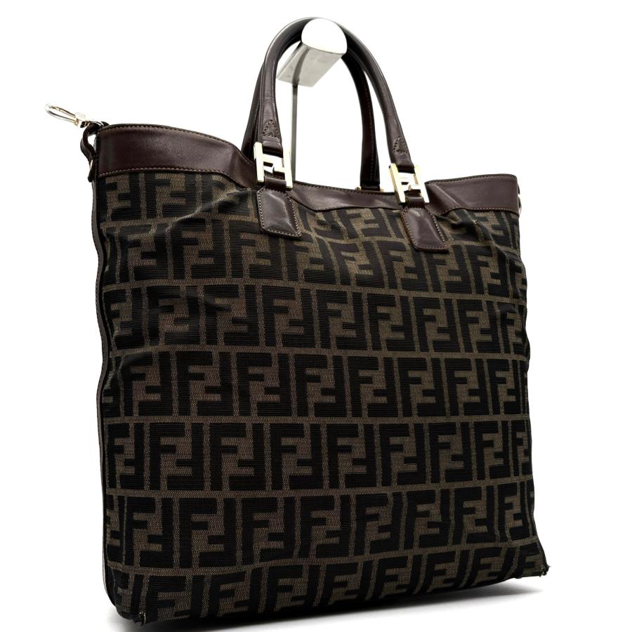 フェンディ FENDI トートバッグ ズッカ柄 キャンバス レザー 鞄 カバン