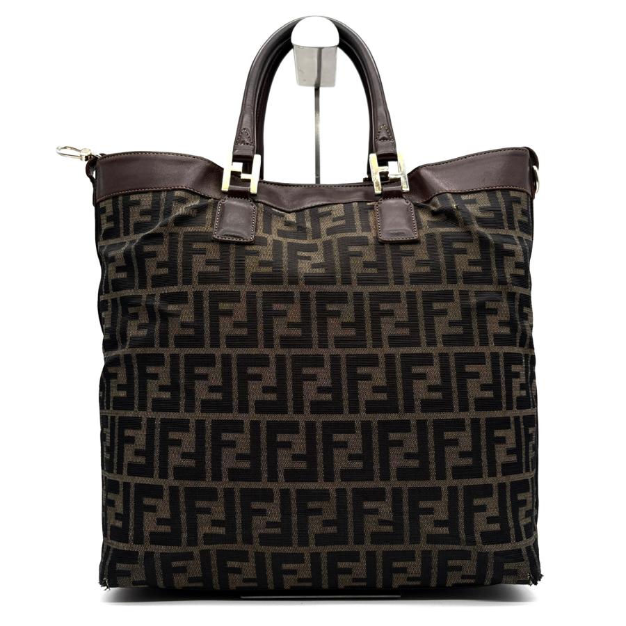 フェンディ FENDI トートバッグ ズッカ柄 キャンバス レザー 鞄 カバン